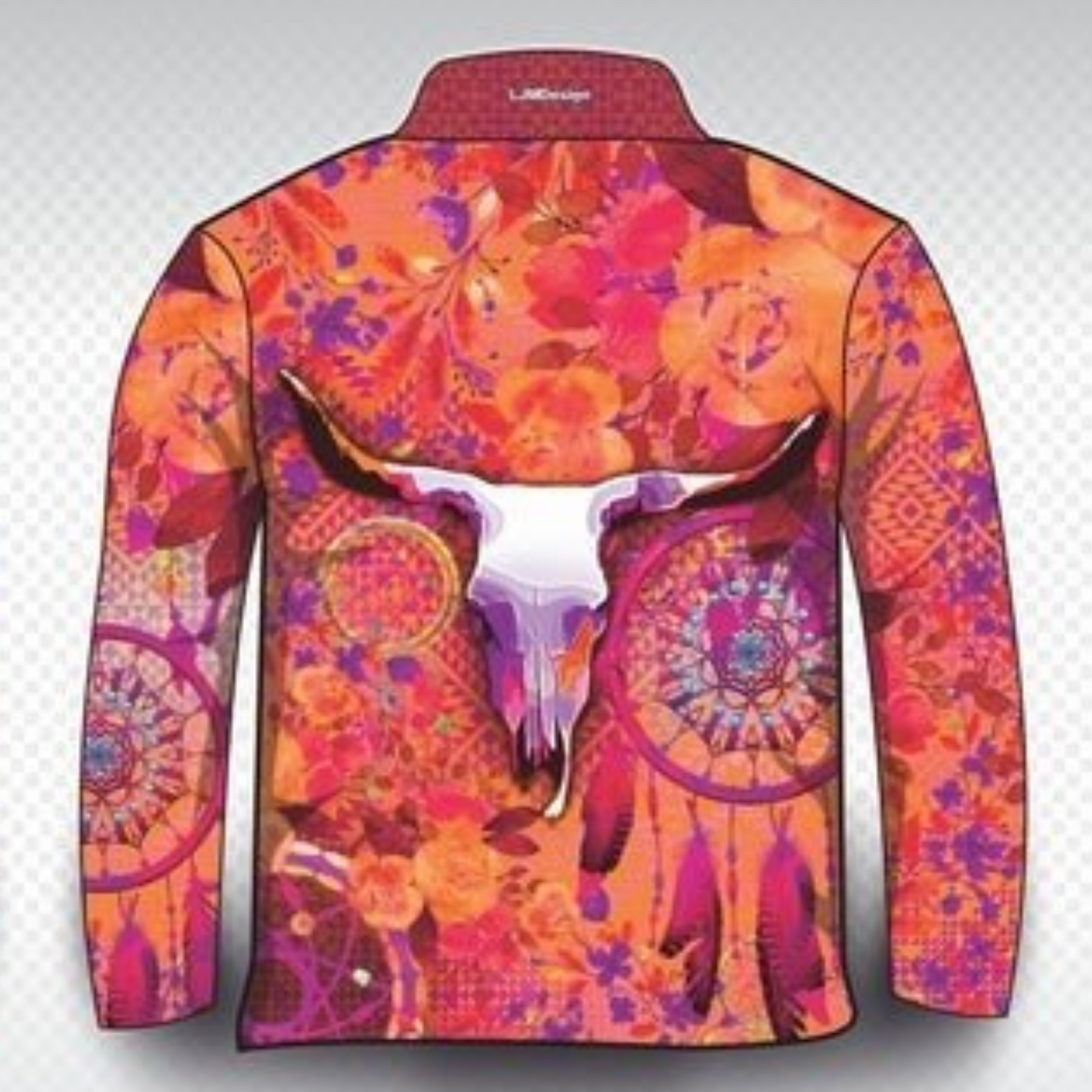 Western | Aztec Dreamcatcher Peach Sun Smart Shirt - Z&Tee Z and TEE camping country cowgirl fishing GIRLS DESIGNS LJM outback Preorder quick dry spo-default spo-disabled sun sun shirt sun shirts sunsafe uv western Women WOMEN'S DESIGNS Women's Fishing Women's Fishing Shirt womens