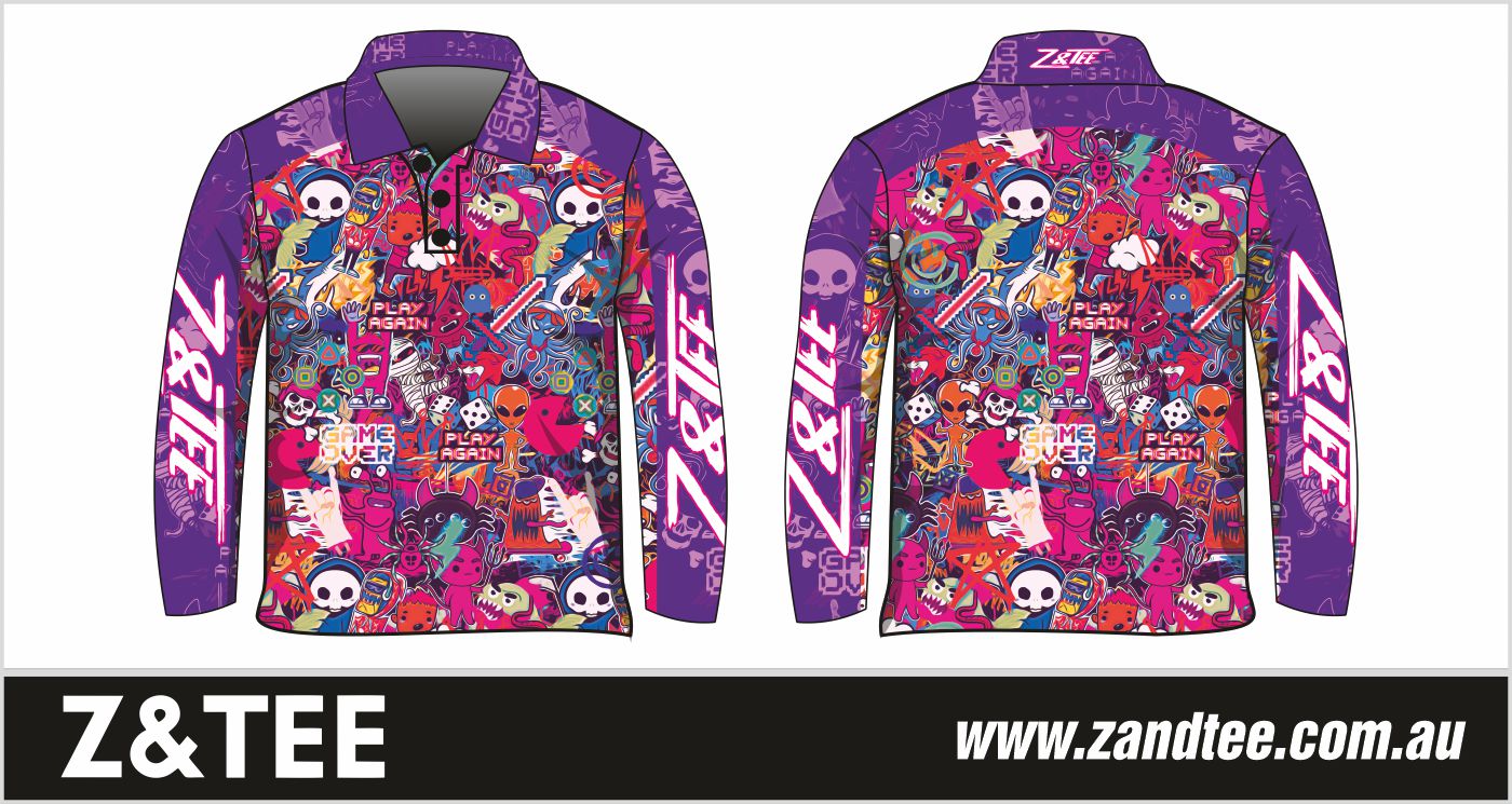 Kids | Graffiti Purple Shirt Long or Short Sleeve Z and TEE camping fishing girls GIRLS DESIGNS KIDS KIDS ALL kids design Kids UV rated shirt LJM minecraft pink Preorder purple quick dry spo-default spo-disabled sun sun shirt sun shirts sunsafe uv