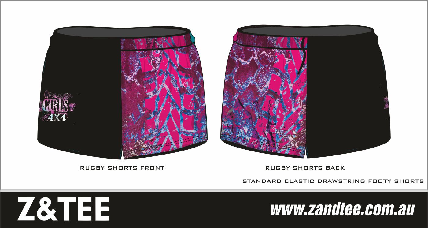 Rugby Shorts | Girls 4x4 Bush Pink Purple Black LJM Designs camping cape york CAPE YORK DESIGNS FISHING in stock LJM quick dry spo-default spo-disabled sun sun shirt sun shirts sunsafe SWIMMING uv Women WOMEN'S DESIGNS Women's Fishing womens z&tee