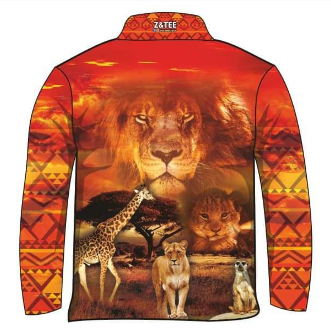 Kids | African Lion Shirt Long or Short Sleeve Z and TEE boys BOYS DESIGNS camping FISHING KIDS KIDS ALL kids design KIDS DESIGNS Kids UV rated shirt LJM Preorder quick dry spo-default spo-disabled sun sun shirt sun shirts sunsafe uv