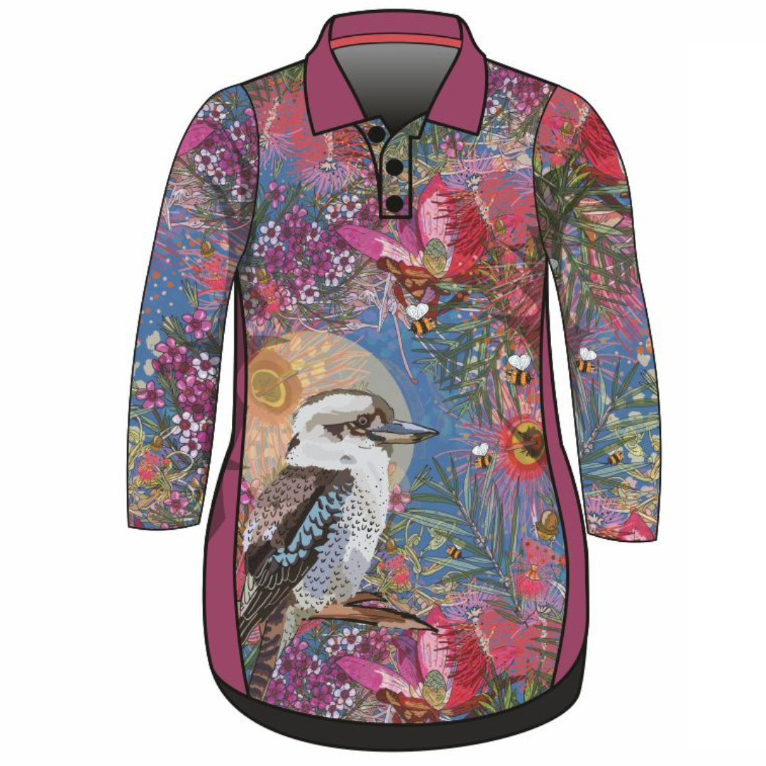 Australian Birds Kookaburra Lifestyle Dress Long or Short Sleeve Z and TEE girls MANDALA WOMEN'S DESIGNS womens