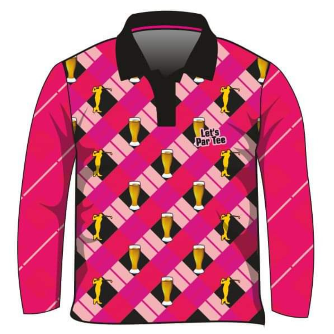 Women's | Golf & Beer Pink Sun Shirt Z and TEE Australia Australia Day Australian BUCKS PARTY camping fishing LJM men mens Preorder quick dry spo-default spo-disabled sun sun shirt sun shirts sunsafe uv