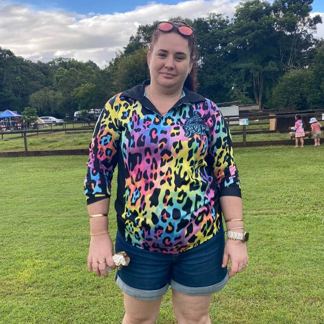 Leopard Print | Wild Side Electric Rainbow Leopard Shirt Long or Short Sleeve Z and TEE animal print bright camping colourful fishing GIRLS DESIGNS leopard leopard print LJM Preorder quick dry rainbow spo-default spo-disabled sun sun shirt sun shirts sunsafe uv Women WOMEN'S DESIGNS Women's Fishing Women's Fishing Shirt womens