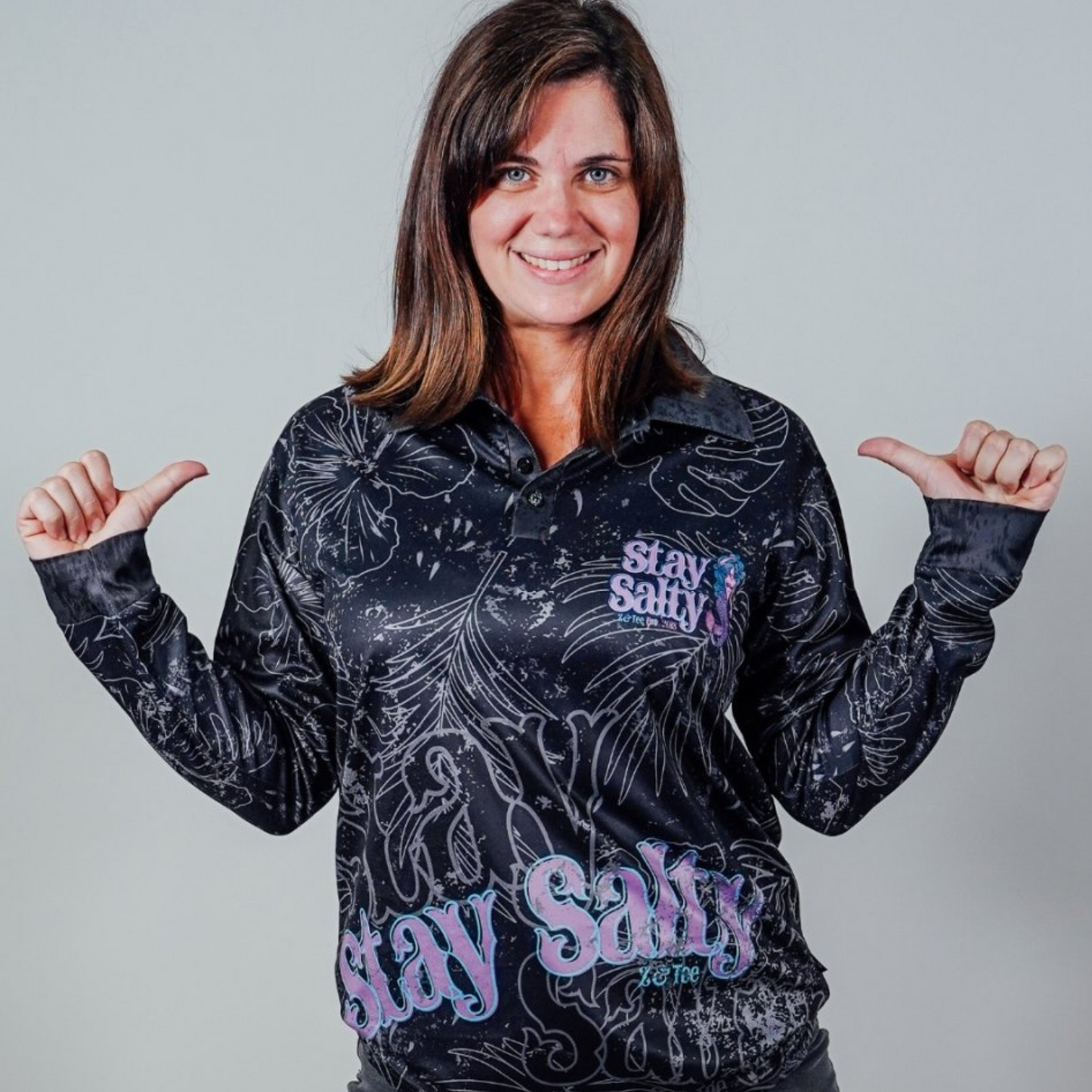 Women's | Stay Salty Mermaid Shirt Long or Short Sleeve Z and TEE black camping cruise fishing ladies LJM mermaid Preorder purple quick dry spo-default spo-disabled sun sun shirt sun shirts sunsafe sunsmart tropical TROPICAL DESIGNS uv women's WOMEN'S DESIGNS Women's Fishing