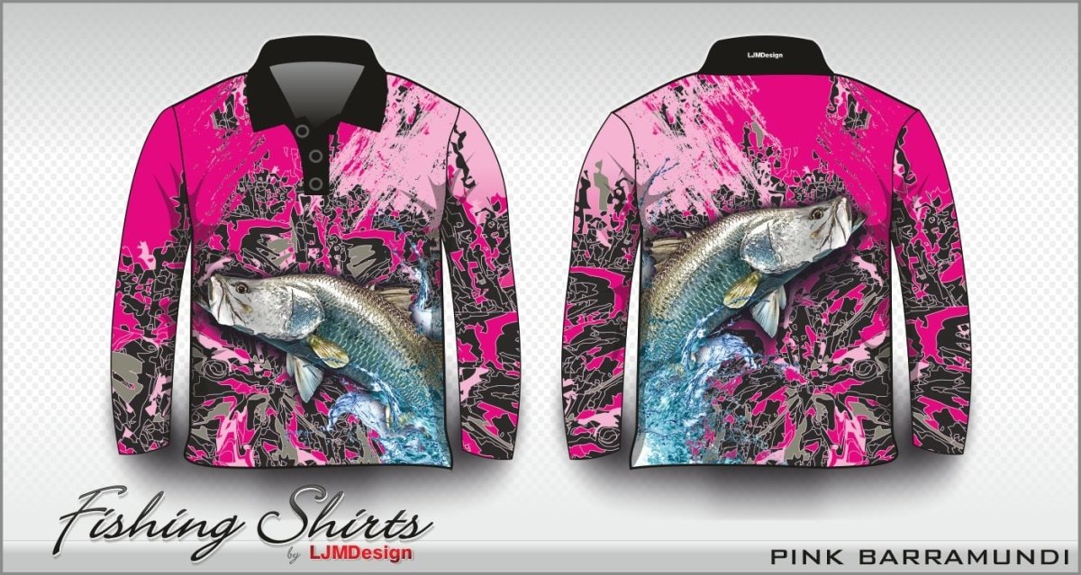 Fishing | Barramundi Pink Fishing Shirt Z and TEE barramundi FISH DESIGNS fishing girls GIRLS DESIGNS ladies LJM Preorder quick dry spo-default spo-disabled sun sun shirt sun shirts sunsafe uv WOMEN'S DESIGNS womens