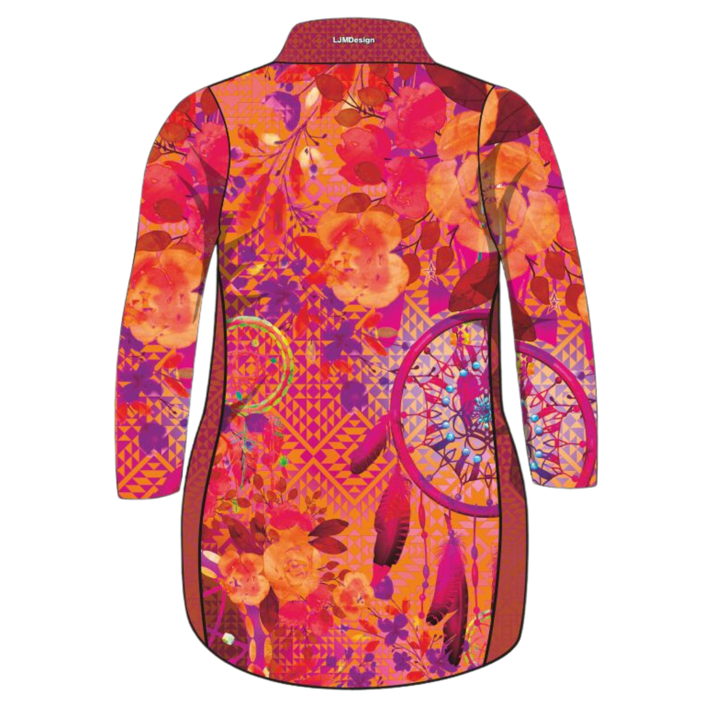 Pre-Order Aztec Dreamcatcher Peach Lifestyle Dress - Long Or Short Sleeves Z and TEE FISHING girls ladies womens