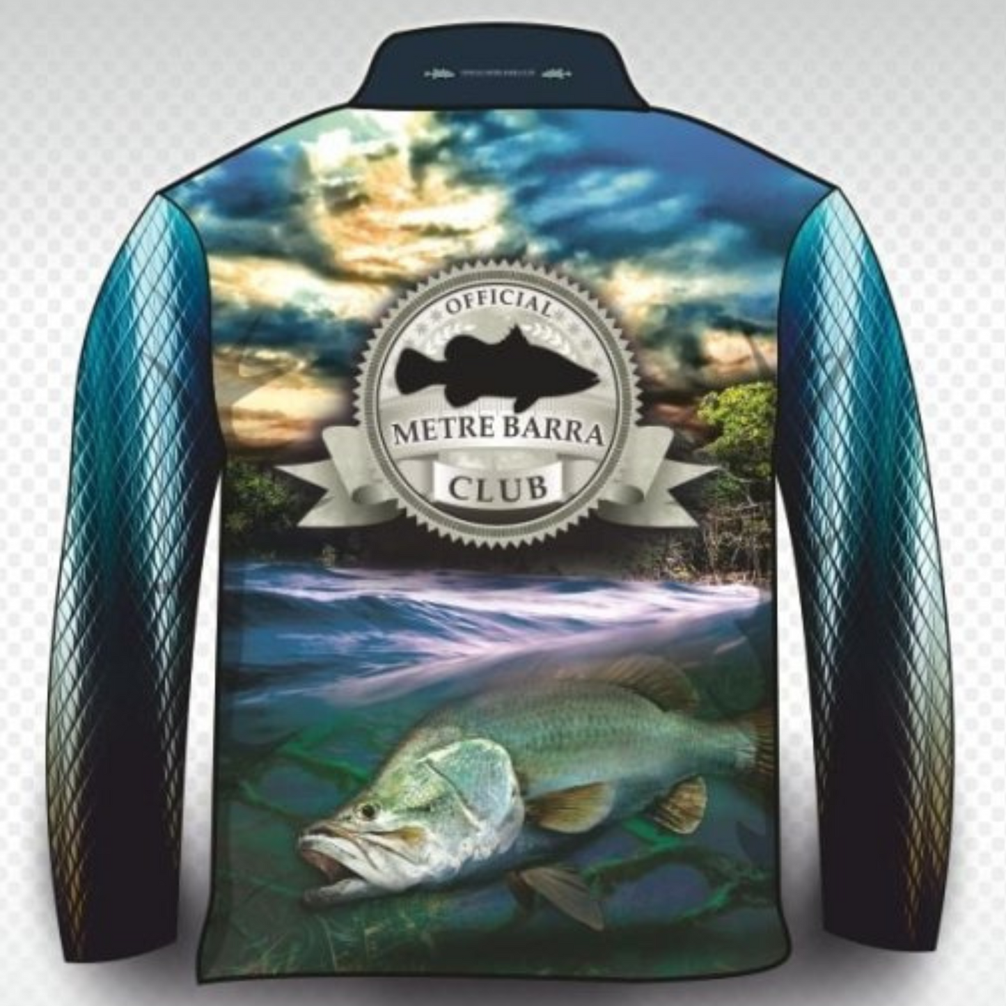 Fishing Barramundi | Metre Barra Club Fishing Shirt Z and TEE barramundi blue boy boys FISH DESIGNS fishing LJM men MEN'S DESIGNS mens Preorder quick dry spo-default spo-disabled sun sun shirt sun shirts sunsafe uv