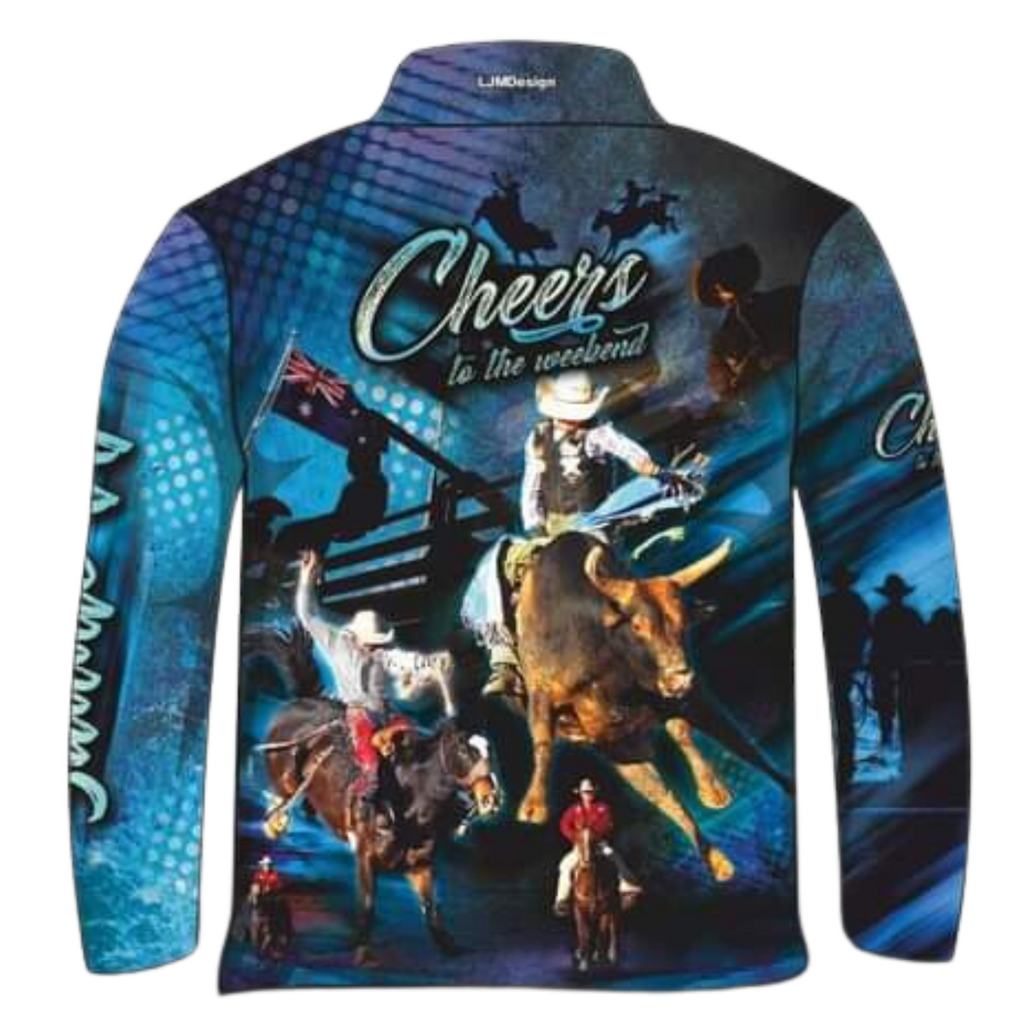 Western | Cheers to the Weekend Rodeo Shirt Long or Short Sleeve Z and TEE blue bull camping COUNTRY WESTERN DESIGNS cow cowboy horse LJM men MEN'S DESIGNS mens Preorder quick dry spo-default spo-disabled sun sun shirt sun shirts sunsafe uv western