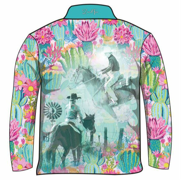 Western | Cowgirl Cactus Shirt Long or Short Sleeve Z and TEE country country music COUNTRY WESTERN DESIGNS cowgirl GIRL GIRL'S DESIGNS Girl's Fishing Girls HER ALL LJM Preorder quick dry spo-default spo-disabled sun sun safe sun shirt sun shirts SUN SMART sunsafe sunsmart uv western Women women's WOMEN'S DESIGNS work z&tee