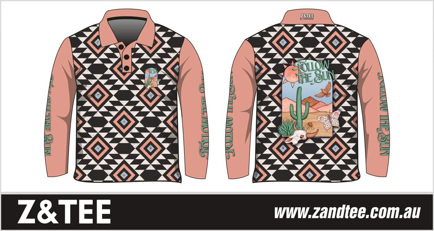 Western | Follow the Sun Western Black Aztec Shirt Long or Short Sleeve Z and TEE Australia Australia Day Australian Australiana camping COUNTRY WESTERN DESIGNS fishing LJM men mens Preorder quick dry spo-default spo-disabled sun sun shirt sun shirts sunsafe uv WOMEN'S DESIGNS