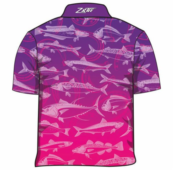 Fishing | Lucky Pattern Purple Pink Fishing Shirt Long or Short Sleeve Z and TEE camping FISH FISH DESIGNS FISHING fishing shirt fishing shirts GIRL GIRL'S DESIGNS Girl's Fishing girls HER ALL KIDS KIDS ALL kids design KIDS DESIGNS Kids UV rated shirt LJM PATTERN AND PLAIN DESIGNS Preorder quick dry spo-default spo-disabled sun sun safe sun shirt sun shirts SUN SMART sunsafe sunsmart swim shirt uv Women women's WOMEN'S DESIGNS Women's Fishing Women's Fishing Shirt z&tee