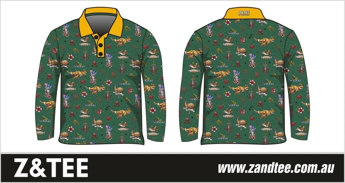 Australian | Straya Green Shirt Long or Short Sleeve Z and TEE Australia Australia Day Australian camping COUNTRY WESTERN DESIGNS fishing LJM MEN'S DESIGNS PATTERN AND PLAIN DESIGNS Preorder quick dry spo-default spo-disabled sun sun shirt sun shirts sunsafe uv western