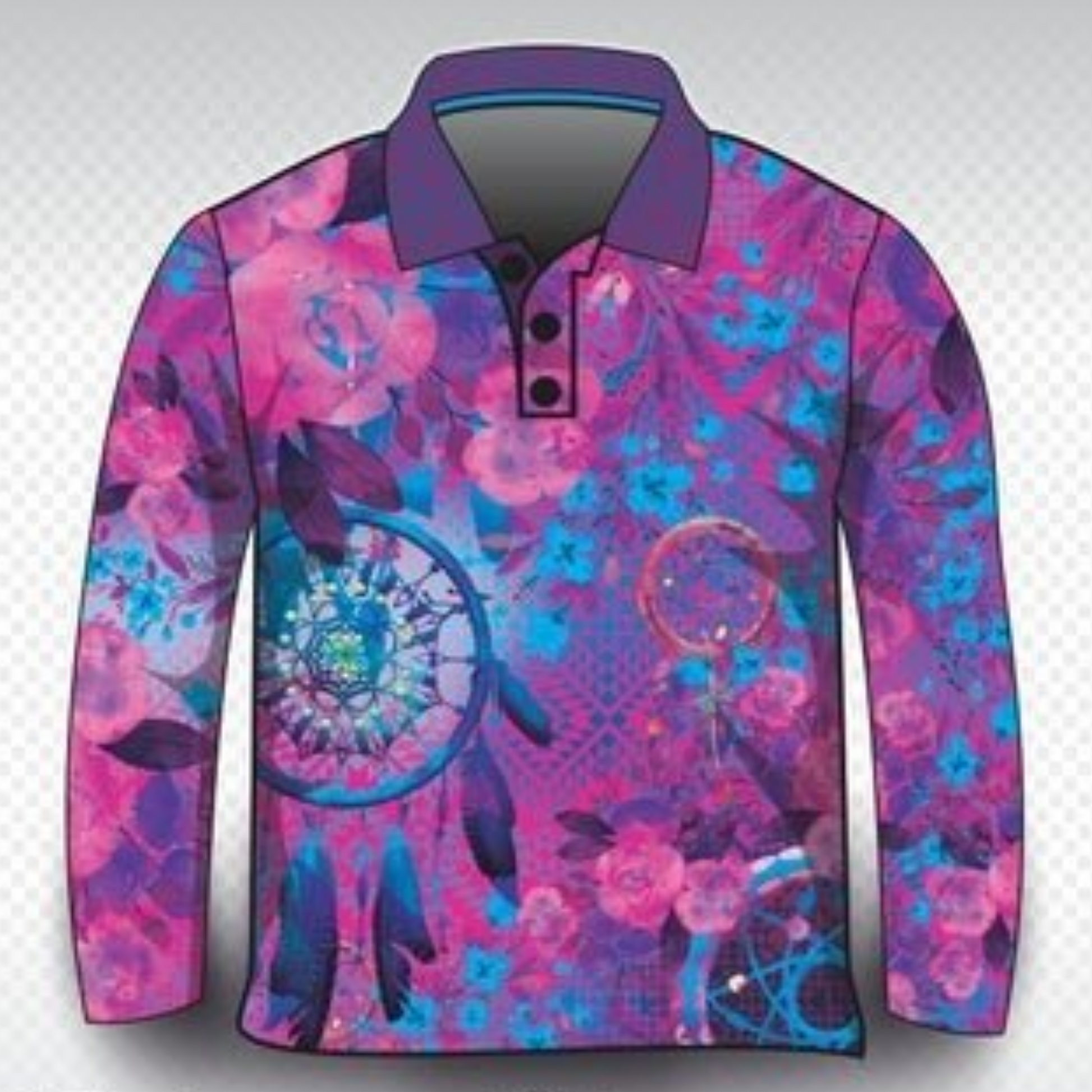 Western | Aztec Dreamcatcher Pink Sun Smart Shirt - Z&Tee Z and TEE camping country cowgirl fishing GIRLS DESIGNS ladies Ladies Fishing Ladies Fishing Shirt LJM outback pink Preorder quick dry spo-default spo-disabled sun sun shirt sun shirts sunsafe uv western Women WOMEN'S DESIGNS Women's Fishing Women's Fishing Shirt womens