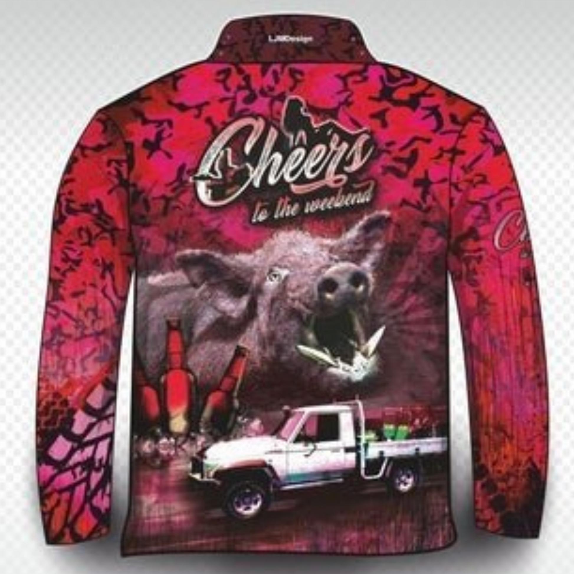 Hunting | Cheers to the Weekend Pink Hunting Shirt Long or Short Sleeve Z and TEE camping cruiser dog fishing landcruiser LJM pig Preorder quick dry spo-default spo-disabled sun sun shirt sun shirts sunsafe uv Women Women's Fishing womens