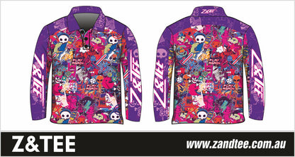 Kids | Graffiti Purple Shirt Long or Short Sleeve Z and TEE camping fishing girls GIRLS DESIGNS KIDS KIDS ALL kids design Kids UV rated shirt LJM minecraft pink Preorder purple quick dry spo-default spo-disabled sun sun shirt sun shirts sunsafe uv