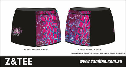 Rugby Shorts | Girls 4x4 Bush Pink Purple Black LJM Designs camping cape york CAPE YORK DESIGNS FISHING in stock LJM quick dry spo-default spo-disabled sun sun shirt sun shirts sunsafe SWIMMING uv Women WOMEN'S DESIGNS Women's Fishing womens z&tee