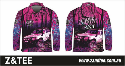 4x4 | Girls Bush Pink Purple Shirt Z and TEE 4wd 4x4 4X4 DESIGNS camping cape fishing girl girls GIRLS DESIGNS LJM Preorder quick dry spo-default spo-disabled sun sun shirt sun shirts sunsafe tip travel uv womens