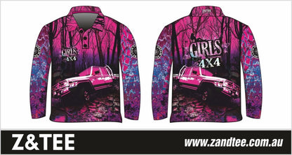 4x4 | Girls Bush Pink Purple Shirt Z and TEE 4wd 4x4 4X4 DESIGNS camping cape fishing girl girls GIRLS DESIGNS LJM Preorder quick dry spo-default spo-disabled sun sun shirt sun shirts sunsafe tip travel uv womens