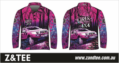 4x4 | Girls Bush Pink Purple Shirt Z and TEE 4wd 4x4 4X4 DESIGNS camping cape fishing girl girls GIRLS DESIGNS LJM Preorder quick dry spo-default spo-disabled sun sun shirt sun shirts sunsafe tip travel uv womens