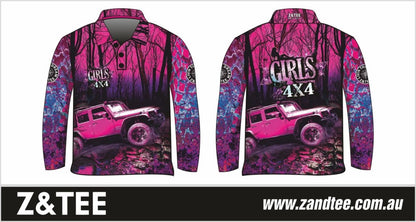 4x4 | Girls Bush Pink Purple Shirt Z and TEE 4wd 4x4 4X4 DESIGNS camping cape fishing girl girls GIRLS DESIGNS LJM Preorder quick dry spo-default spo-disabled sun sun shirt sun shirts sunsafe tip travel uv womens