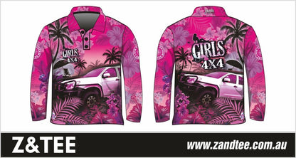 4x4 | Girls 4x4 Tropical Pink Shirt Z and TEE 4wd 4x4 4X4 DESIGNS camping cape fishing FLORAL girl girls GIRLS DESIGNS LJM Preorder quick dry spo-default spo-disabled sun sun shirt sun shirts sunsafe tip travel uv WOMEN'S DESIGNS womens
