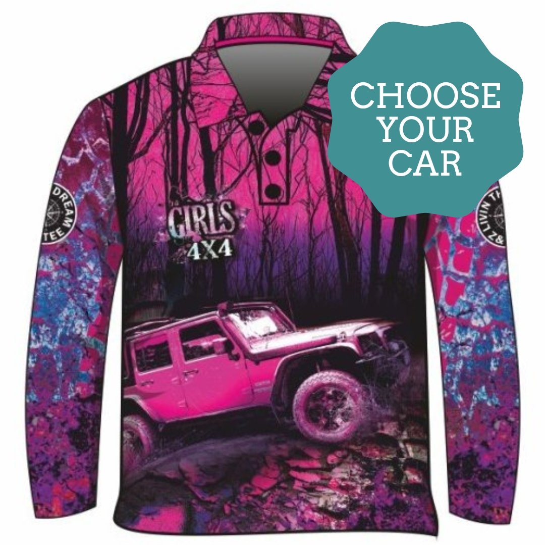 4x4 | Girls Bush Pink Purple Shirt Z and TEE 4wd 4x4 4X4 DESIGNS camping cape fishing girl girls GIRLS DESIGNS LJM Preorder quick dry spo-default spo-disabled sun sun shirt sun shirts sunsafe tip travel uv womens
