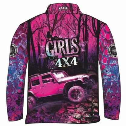 4x4 | Girls Bush Pink Purple Shirt Z and TEE 4wd 4x4 4X4 DESIGNS camping cape fishing girl girls GIRLS DESIGNS LJM Preorder quick dry spo-default spo-disabled sun sun shirt sun shirts sunsafe tip travel uv womens
