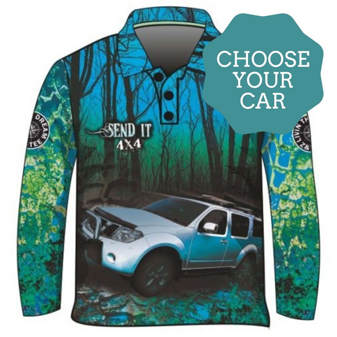 4x4 | Send It Bush Aqua Shirt Z and TEE 4wd 4x4 4X4 DESIGNS boy boys camping cape en fishing girl girls LJM men mens Preorder quick dry spo-default spo-disabled sun sun shirt sun shirts sunsafe tip travel uv Women womens