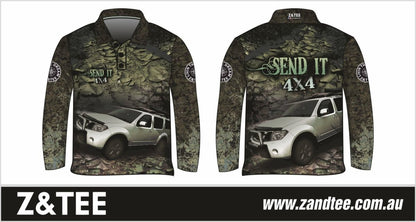 4x4 | Send It 4x4 Khaki Shirt Z and TEE 4wd 4x4 4X4 DESIGNS boy boys camping cape en fishing LJM men MEN'S DESIGNS mens Preorder quick dry spo-default spo-disabled sun sun shirt sun shirts sunsafe tip travel uv
