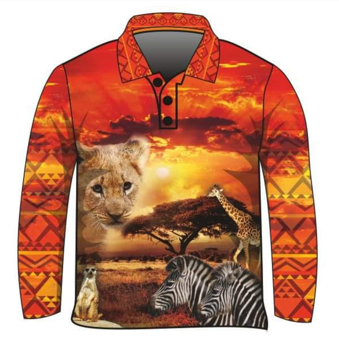 Kids | African Lion Shirt Long or Short Sleeve Z and TEE boys BOYS DESIGNS camping FISHING KIDS KIDS ALL kids design KIDS DESIGNS Kids UV rated shirt LJM Preorder quick dry spo-default spo-disabled sun sun shirt sun shirts sunsafe uv