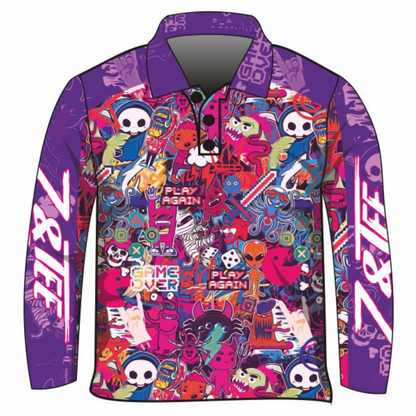 Kids | Graffiti Purple Shirt Long or Short Sleeve Z and TEE camping fishing girls GIRLS DESIGNS KIDS KIDS ALL kids design Kids UV rated shirt LJM minecraft pink Preorder purple quick dry spo-default spo-disabled sun sun shirt sun shirts sunsafe uv