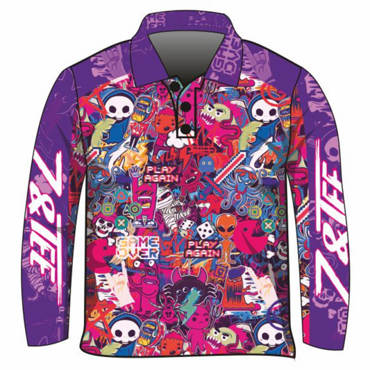 Kids | Graffiti Purple Shirt Long or Short Sleeve Z and TEE camping fishing girls GIRLS DESIGNS KIDS KIDS ALL kids design Kids UV rated shirt LJM minecraft pink Preorder purple quick dry spo-default spo-disabled sun sun shirt sun shirts sunsafe uv