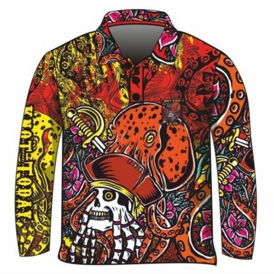 Knot Today | Red Kraken Shirt Long or Short Sleeve Z and TEE BOYS DESIGNS camping fishing LJM men MEN'S DESIGNS mens Preorder quick dry spo-default spo-disabled sun sun shirt sun shirts sunsafe uv