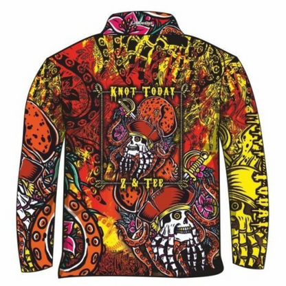 Knot Today | Red Kraken Shirt Long or Short Sleeve Z and TEE BOYS DESIGNS camping fishing LJM men MEN'S DESIGNS mens Preorder quick dry spo-default spo-disabled sun sun shirt sun shirts sunsafe uv