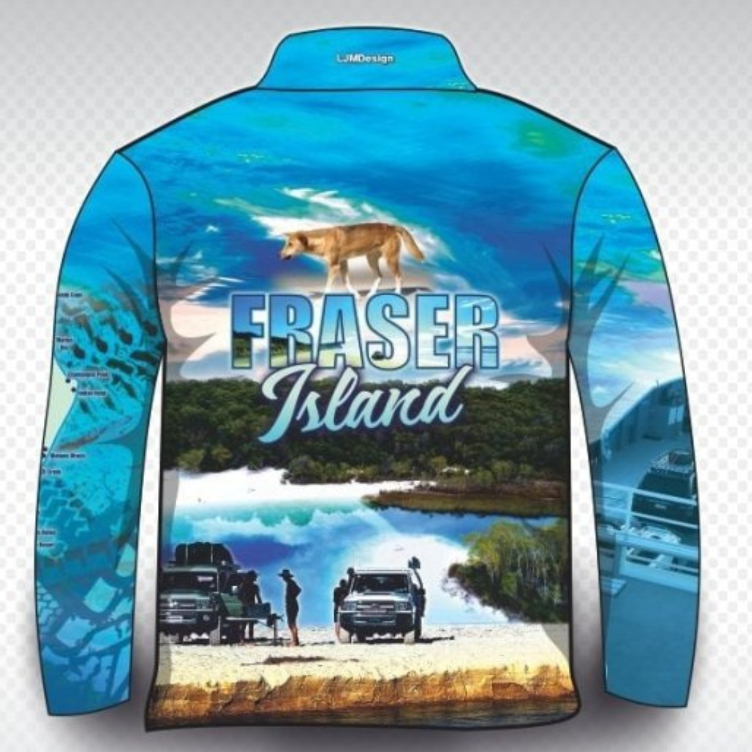 Fraser Island | Complete Fraser Island (K'gari) Blue Shirt Long or Short Sleeve Z and TEE 4x4 boy boys camping fishing FRASER ISLAND DESIGNS K'gari LJM men MEN'S DESIGNS mens Preorder quick dry spo-default spo-disabled sun sun shirt sun shirts sunsafe travel uv