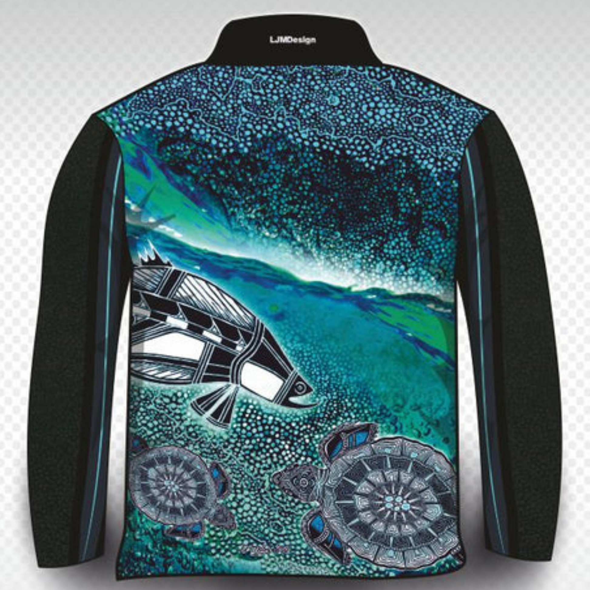 Indigenous Barra and Turtle Shirt Z and TEE ABORIGINAL Australia Australian FIRST NATIONS FIRST NATIONS DESIGNS fishing LJM Preorder quick dry spo-default spo-disabled sun sun shirt sun shirts sunsafe uv WORK