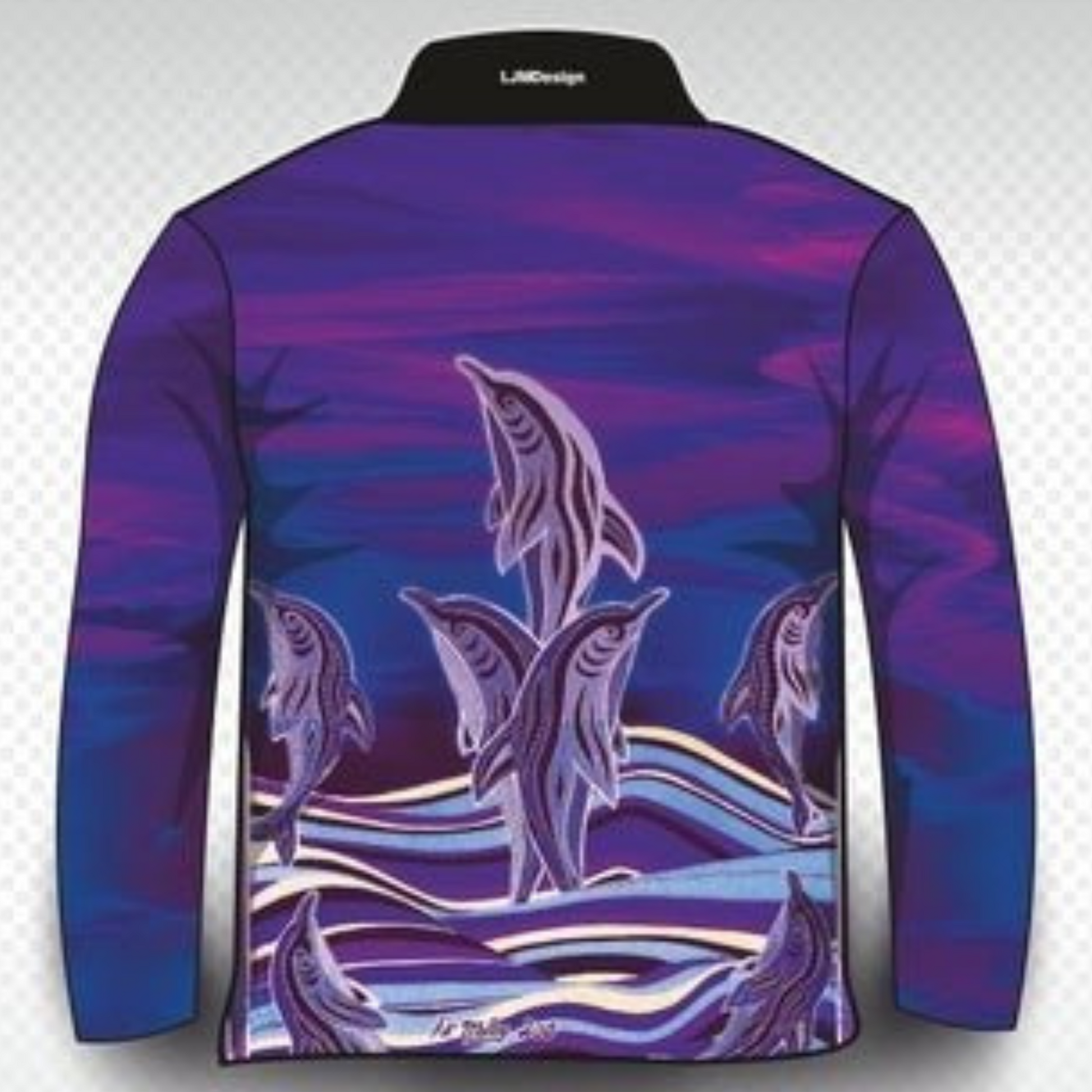 Indigenous Dolphin Dreaming Purple Shirt Z and TEE ABORIGINAL Australia Australia Day Australian camping FIRST NATIONS FIRST NATIONS DESIGNS fishing LJM Preorder quick dry spo-default spo-disabled sun sun shirt sun shirts sunsafe uv WOMEN'S DESIGNS WORK