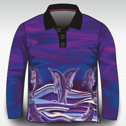 Indigenous Dolphin Dreaming Purple Shirt Z and TEE ABORIGINAL Australia Australia Day Australian camping FIRST NATIONS FIRST NATIONS DESIGNS fishing LJM Preorder quick dry spo-default spo-disabled sun sun shirt sun shirts sunsafe uv WOMEN'S DESIGNS WORK