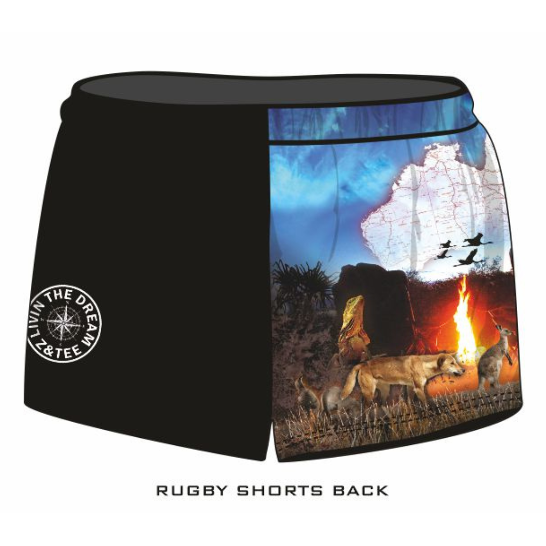 Pre-OrderRugby Shorts | Australian Camping Blue Adventure LJM Designs camping CAMPING AND CARAVAN DESIGNS FISHING in stock LJM men MEN'S DESIGNS mens MENS DESIGNS quick dry spo-default spo-disabled sun sun shirt sun shirts sunsafe SWIMMING uv z&tee