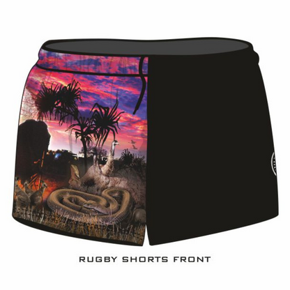 Rugby Shorts | Australian Camping Pink Adventure LJM Designs camping CAMPING AND CARAVAN DESIGNS cape york CAPE YORK DESIGNS FISHING in stock LJM quick dry spo-default spo-disabled sun sun shirt sun shirts sunsafe SWIMMING uv Women WOMEN'S DESIGNS Women's Fishing womens z&tee