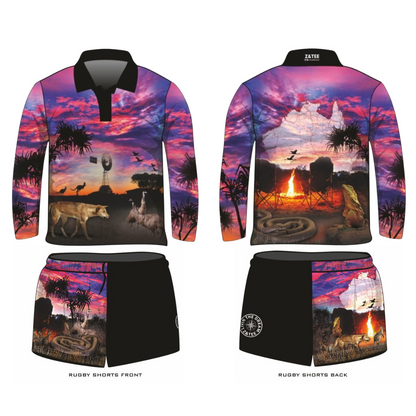 Rugby Shorts | Australian Camping Pink Adventure LJM Designs camping CAMPING AND CARAVAN DESIGNS cape york CAPE YORK DESIGNS FISHING in stock LJM quick dry spo-default spo-disabled sun sun shirt sun shirts sunsafe SWIMMING uv Women WOMEN'S DESIGNS Women's Fishing womens z&tee