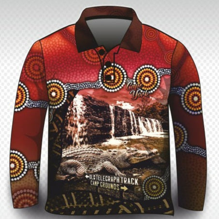 Cape York | Indigenous Cape York Wanderer Shirt Long or Short Sleeve Z and TEE ABORIGINAL Australia Australian camping cape york CAPE YORK DESIGNS FIRST NATIONS FIRST NATIONS DESIGNS fishing LJM Preorder quick dry spo-default spo-disabled sun sun shirt sun shirts sunsafe uv WORK