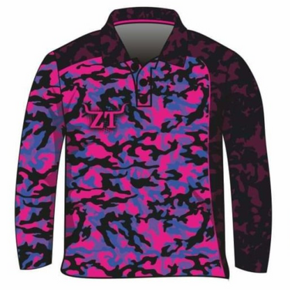 Camo Huntress Pink Shirt Long or Short Sleeve Z and TEE camping fishing GIRLS DESIGNS hunting HUNTING DESIGNS LJM men mens PATTERN AND PLAIN DESIGNS pig hunting pink Preorder quick dry spo-default spo-disabled sun sun shirt sun shirts sunsafe uv WOMEN'S DESIGNS