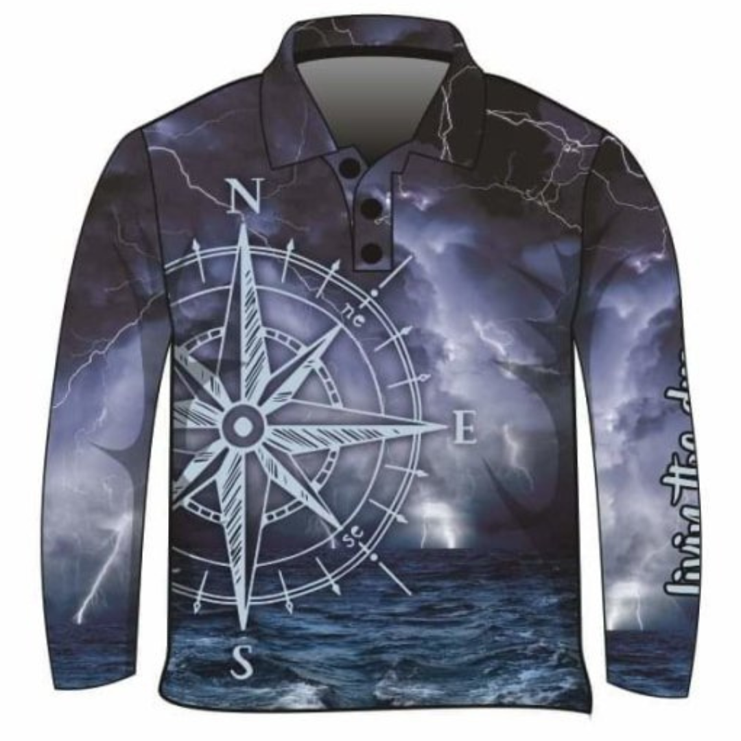Compass Storm Fishing Shirt Z and TEE BOYS DESIGNS camping fishing LJM men MEN'S DESIGNS mens PATTERN AND PLAIN DESIGNS Preorder quick dry spo-default spo-disabled sun sun shirt sun shirts sunsafe uv