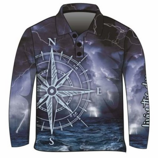 Compass Storm Fishing Shirt Z and TEE BOYS DESIGNS camping fishing LJM men MEN'S DESIGNS mens PATTERN AND PLAIN DESIGNS Preorder quick dry spo-default spo-disabled sun sun shirt sun shirts sunsafe uv