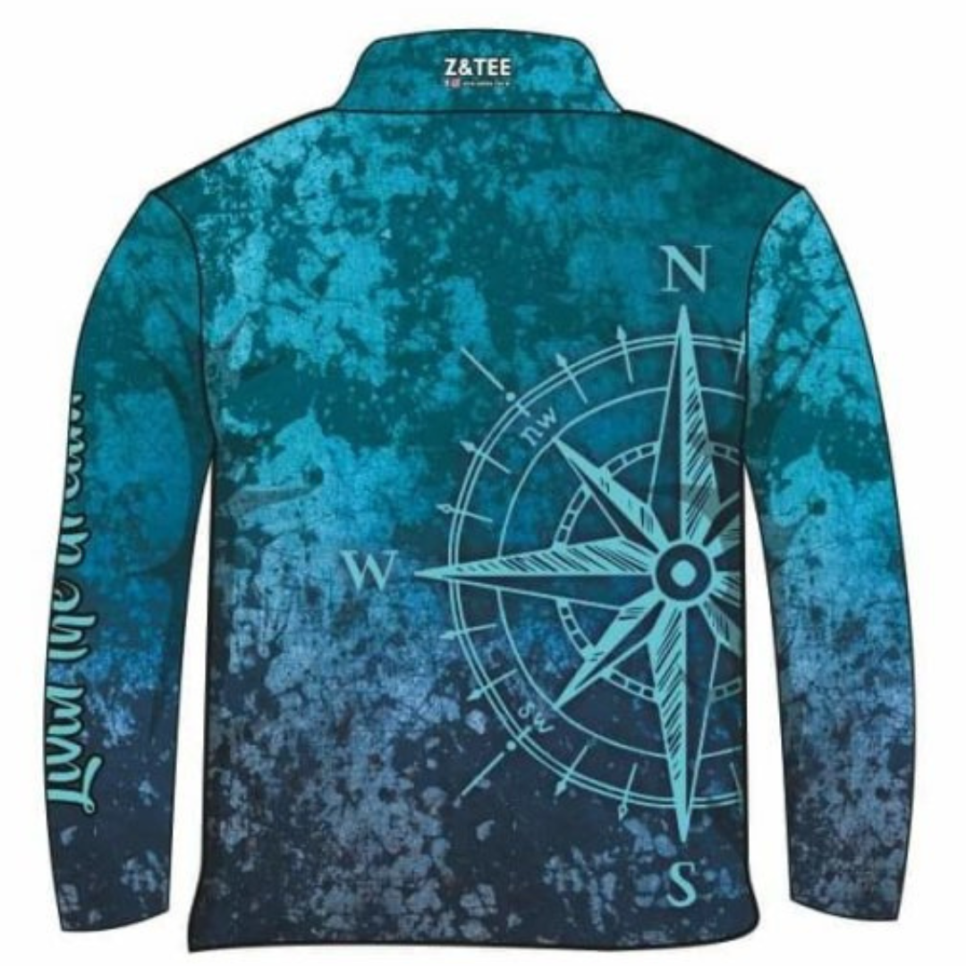 Compass Teal Fishing Shirt Z and TEE camping fishing LJM men MEN'S DESIGNS mens MENS DESIGNS PATTERN AND PLAIN DESIGNS Preorder quick dry spo-default spo-disabled sun sun shirt sun shirts sunsafe uv women's WOMEN'S DESIGNS Women's Fishing Women's Fishing Shirt