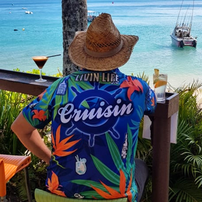 Cruise | Cruisin Party Blue Cruise Shirt Long or Short Sleeve Z and TEE Australia Australia Day Australian Australiana camping cruise dup-review-publication fishing LJM men mens Preorder quick dry spo-default spo-disabled sun sun shirt sun shirts sunsafe tropical TROPICAL DESIGNS uv