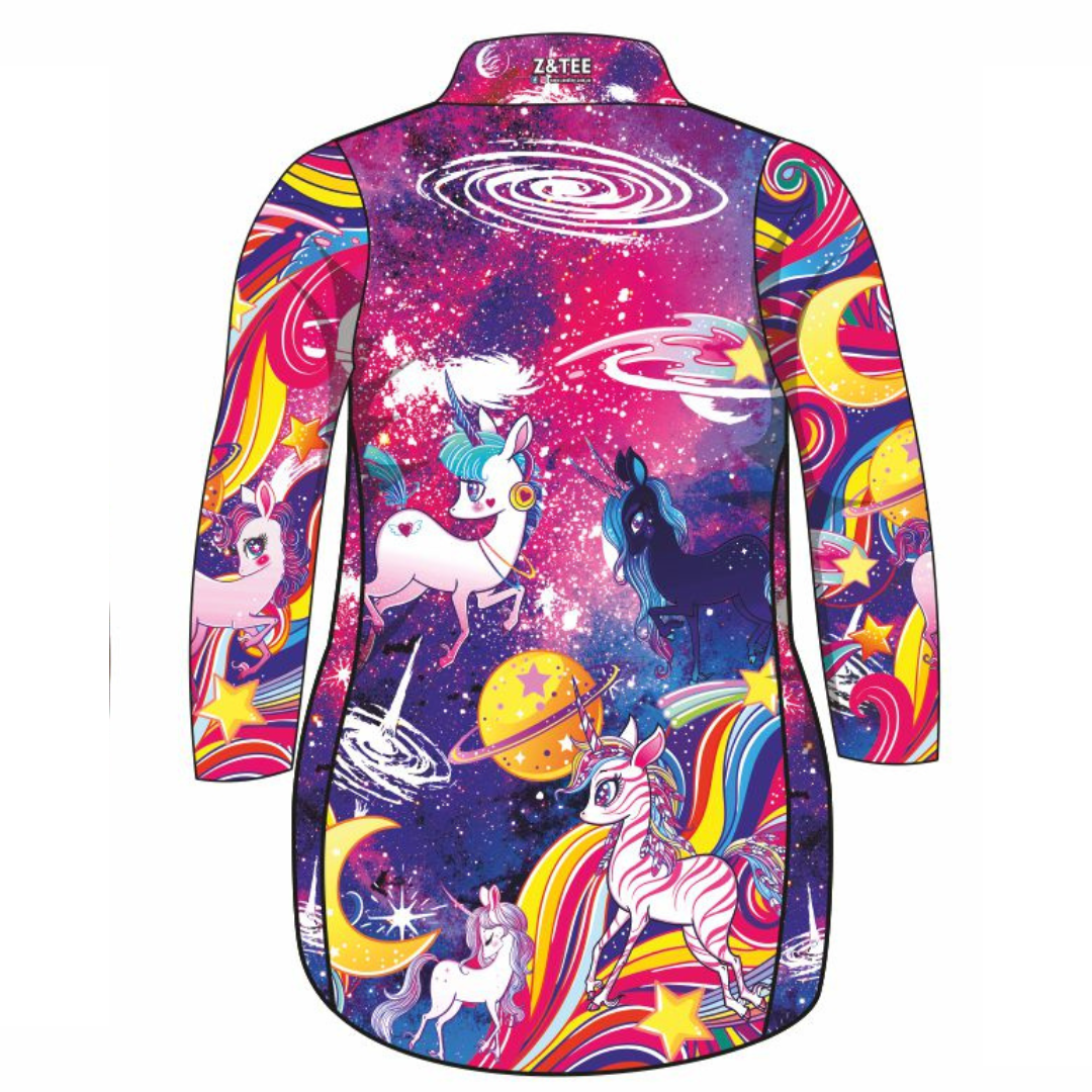 Cosmic Unicorn Stardust Pink Lifestyle Dress Long or Short Sleeve Z and TEE girls GIRLS DESIGNS MANDALA WOMEN'S DESIGNS womens