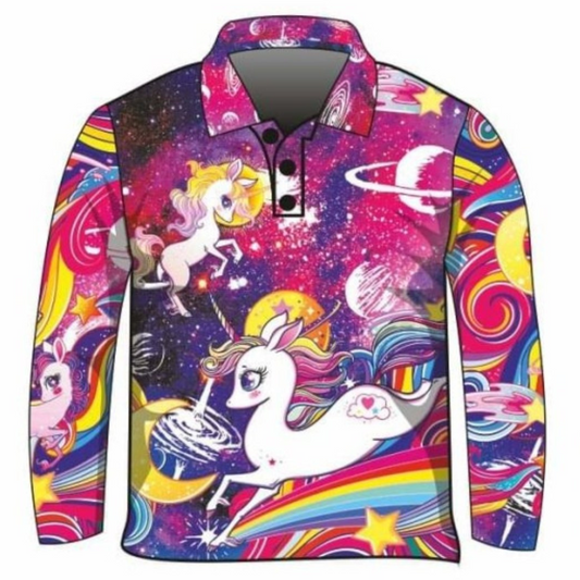 Kids | Cosmic Unicorn Stardust Pink Shirt Long or Short Sleeve Z and TEE fishing GIRL Girls GIRLS DESIGNS LJM pink Preorder quick dry spo-default spo-disabled sun sun shirt sun shirts sunsafe uv