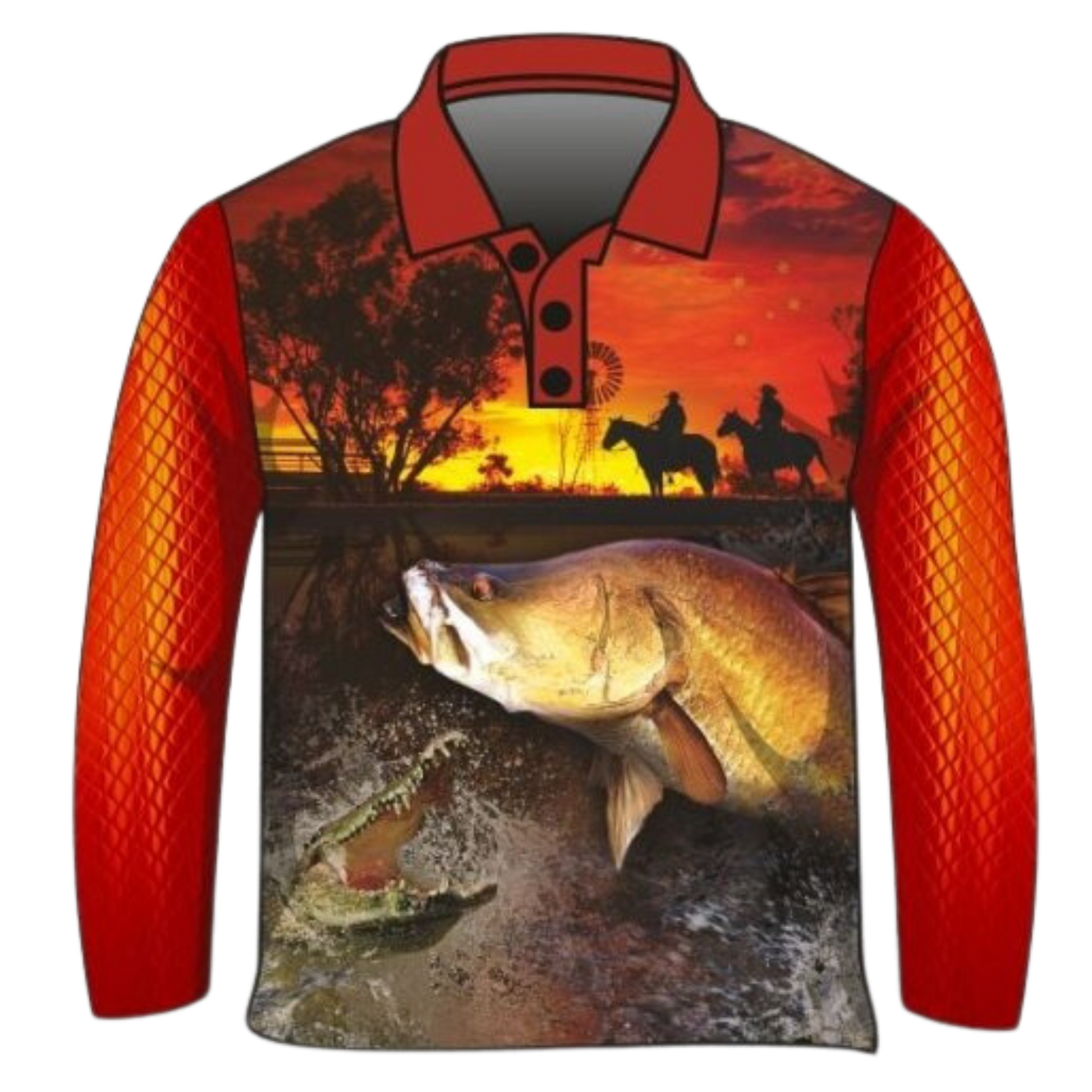 Fishing | Country Crab Croc Red Shirt Long or Short Sleeve Z and TEE barra barramundai barramundi boy boys BOYS DESIGNS country COUNTRY WESTERN DESIGNS crab crocodile FISH FISH DESIGNS fishing FISHING SHIRT fishing shirts horse LJM men MEN'S DESIGNS mens outback Preorder quick dry spo-default spo-disabled sun sun shirt sun shirts sunsafe uv western